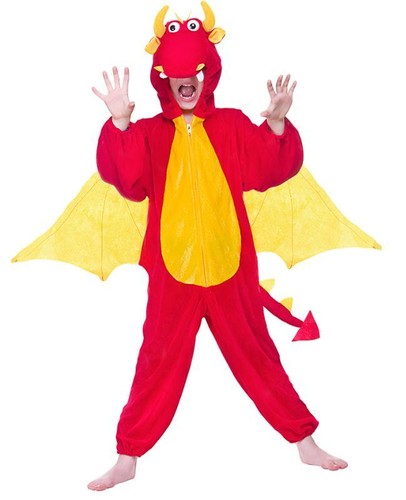 Child FIRE BREATHING DRAGON Costume Fancy Dress Red Unisex Mythical Outfit Scary - Picture 5 of 6