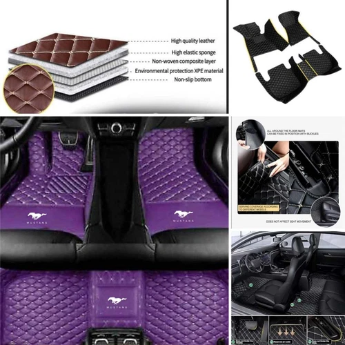 For Ford Mustang Coupe/Convertible Car Floor Mats & Trunk Mat Waterproof Carpets - Picture 18 of 52