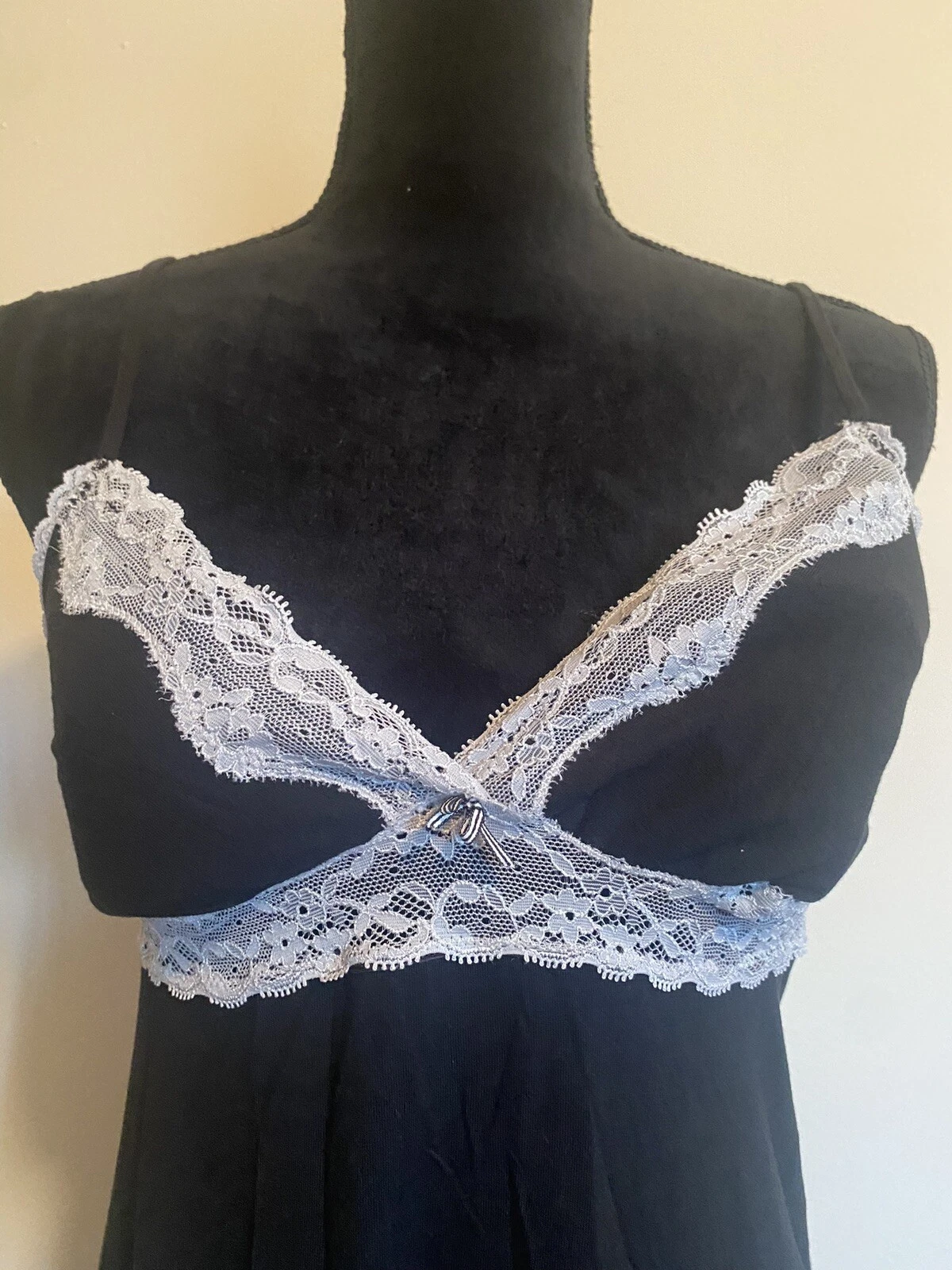 UNDERCOVER VICTORIA’S SECRET ABITO DA NOTTE SLIP DONNA NERO PIZZO ORLO LINGERIE TAGLIA LARGE