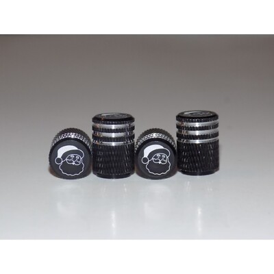 Valve Stem Caps - Santa Claus (Black 3 Stripe Silver Top)