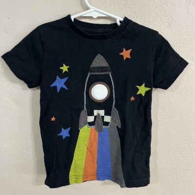 3-4 Years Next Brand Rocket Ship Appliqué Short Sleeve Shirt Top