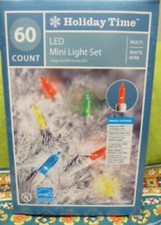 Holiday Time 60 Mini LED Multi Lights Christmas Wedding Party White Wire