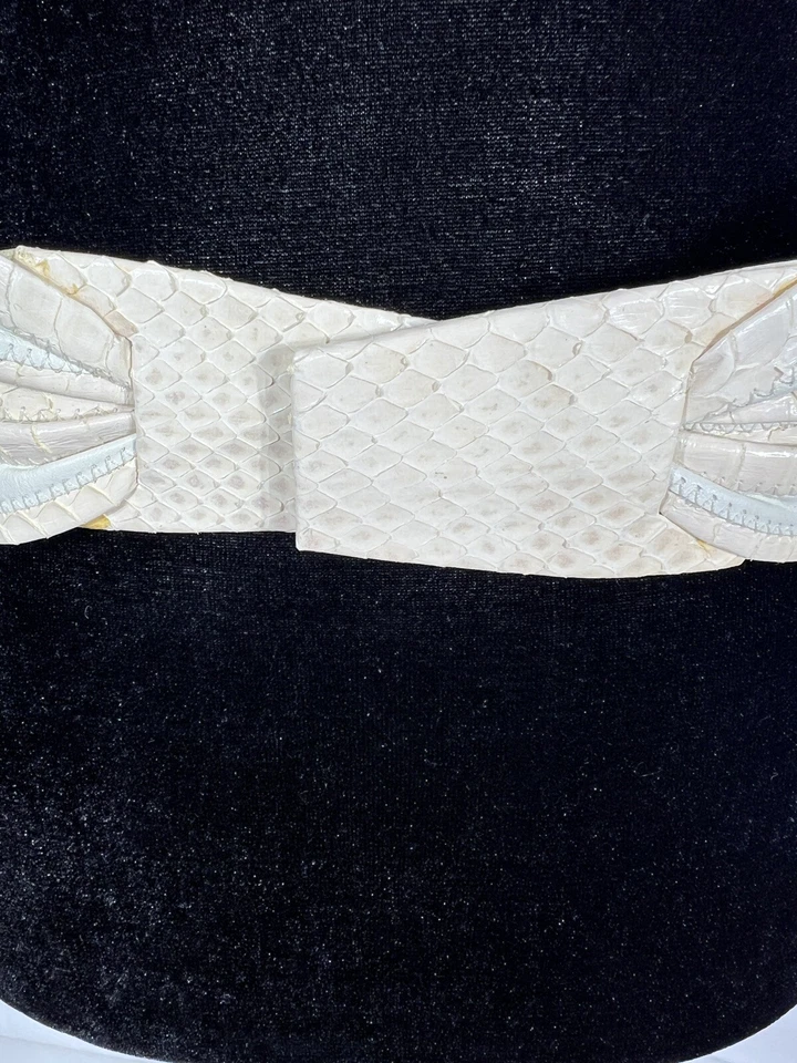 Cinturón vintage años 80 blanco melocotón rayas cierre gancho Anne Klein Foto 3 de 4