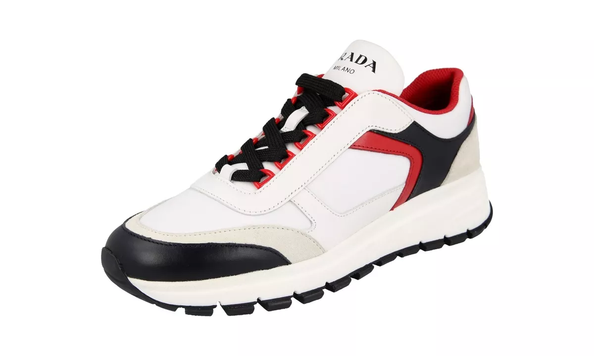 White and outlet red prada sneakers