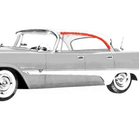 适用于 1957 - 1959 DeSoto 克莱斯勒 4 门硬顶 Roofrail Weatherstrip 橡胶密封圈 — 第 3/4 张图片