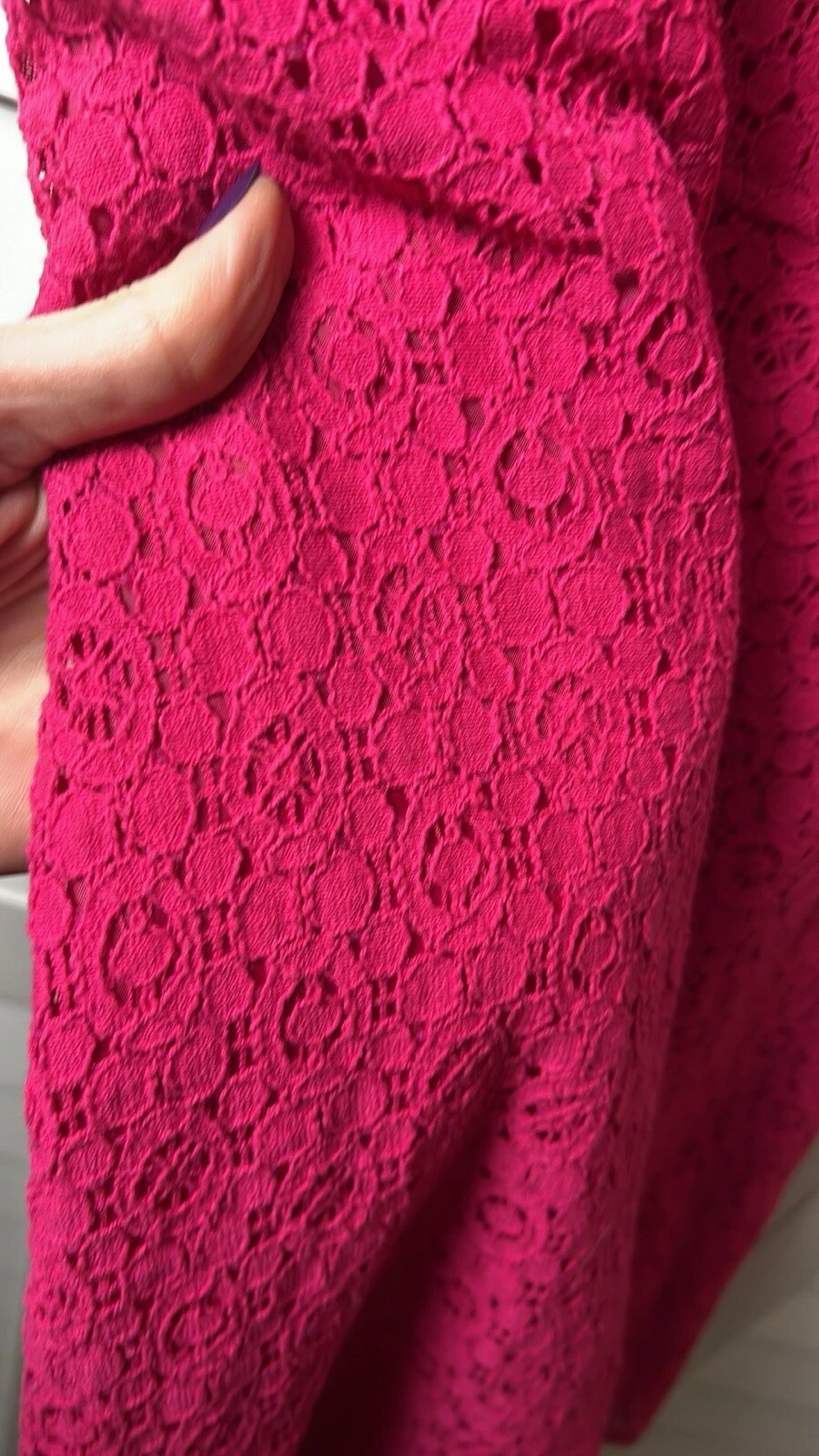 VETEMENTS Abito svasato e aderente in pizzo New York and Company taglia 8 rosa caldo