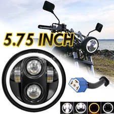 5.75" 5-3/4" Round LED Headlights Hi/Lo Projector Halo Angle Eyes For Motorcycle
