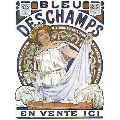 WERBUNG JUGENDSTIL MUCHA BLEU DESCHAMPS 30X40 CMS FINE ART PRINT KUNSTPOST