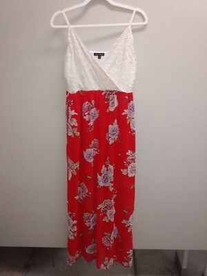 AS U WISH Sleeveless Dress Lace Floral Maxi Sz Large Midi slip red White Summer | eBay AS U WISH Sleeveless Dress Lace Floral Maxi Sz Large Midi slip red White Summer | eBay