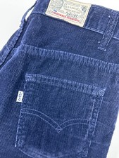 Vintage Levis California Straights Corduroy Pants Sz 28x34 Navy Blue High Rise