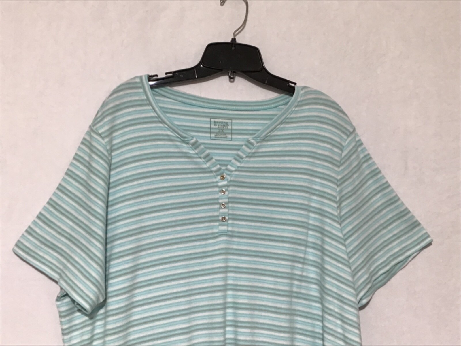 Hasting & Smith Top Womens Plus Size 2X Green Multicolor T-Shirt Grannycore