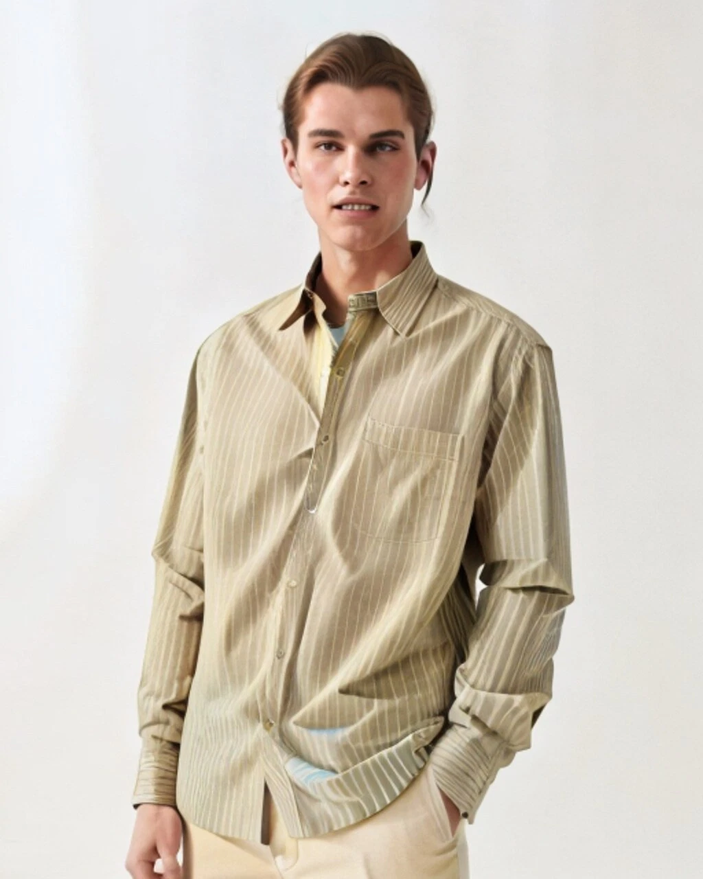 Tommy Bahama Yellow Gold Striped Mens Button Down Shirt