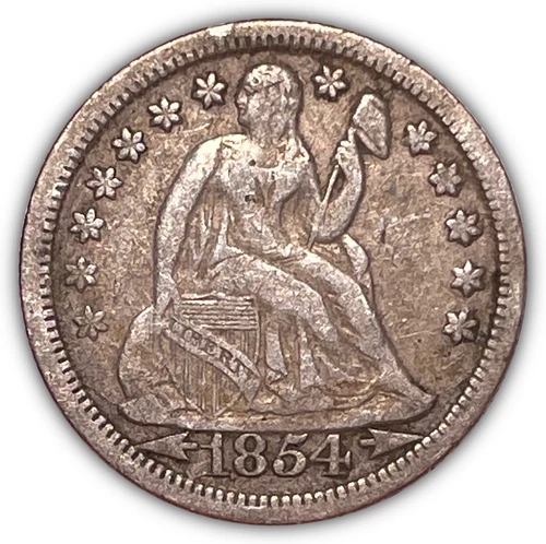 1854 Arrows Seated Liberty Silver Dime Extremely Fine XF Coin #17631