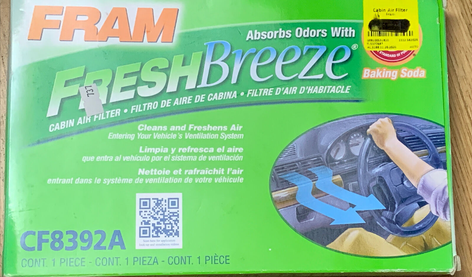 FRAM CF8392A Fresh Breeze Cabin Air Filter with Arm & Hammer GM Lacrosse Impala