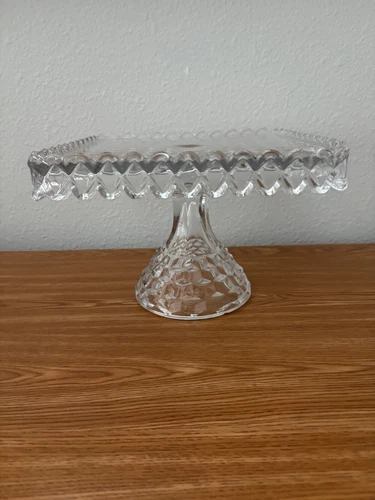 Vintage Fostoria American Square Cake Plate With Rum Well