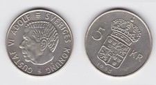 5 Kronen Silber M&uuml;nze Schweden 1955 (154802)