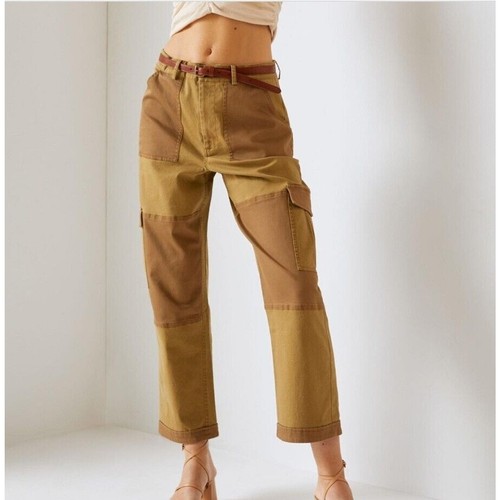 Avec Les Filles Women's Patchwork Cargo Pants Large Cropped NWT Anthropologie - 第 1/11 張圖片