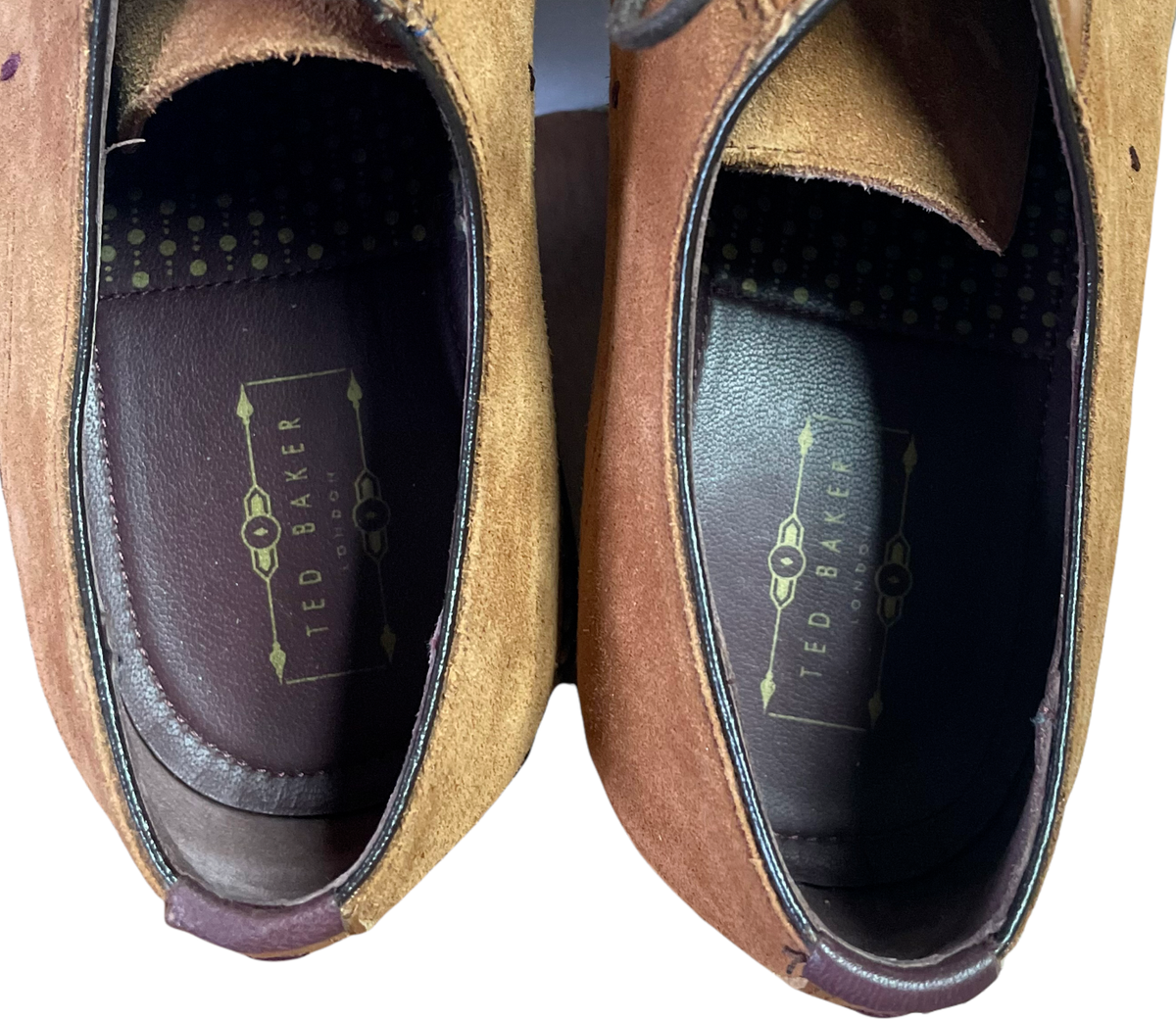 Ted Baker London Brown Suede Leather Cap Toe Derby Shoes  display picture 1