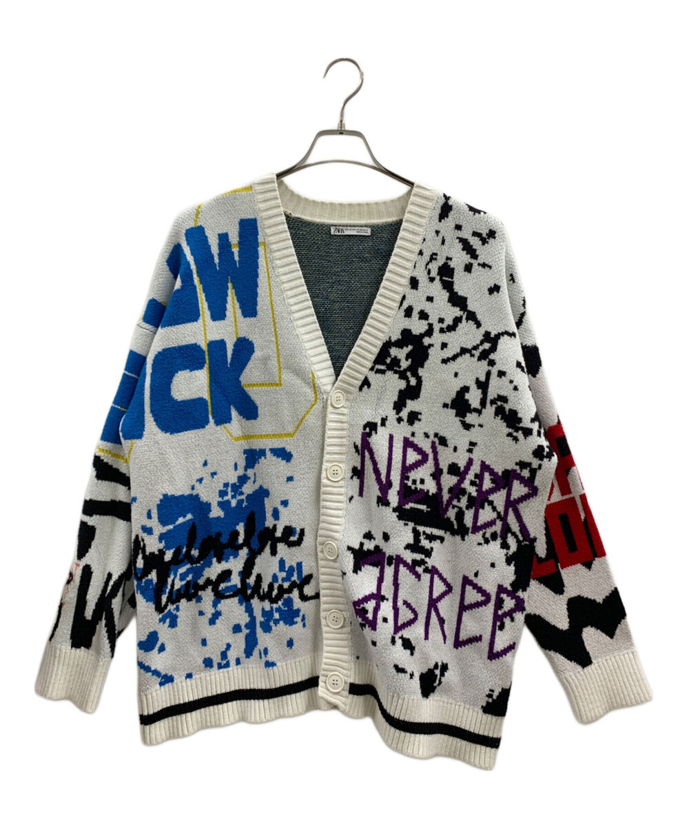 ZARA ZARA graffiti jacquard cardigan Size: XL Multicolor Men ZARA ZARA graffiti jacquard cardigan Size: XL Multicolor Men