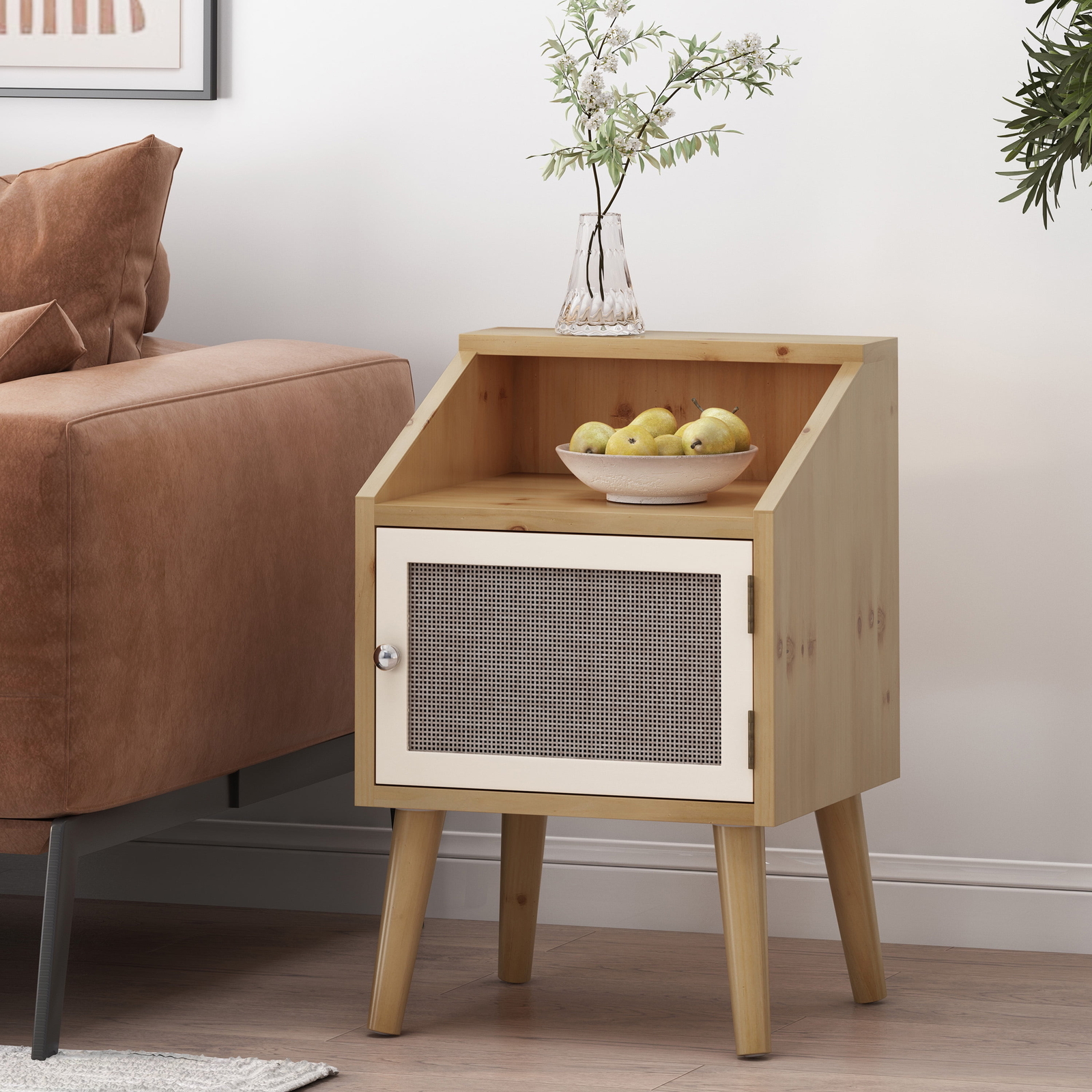 Modern End Table with Storage Cabinet