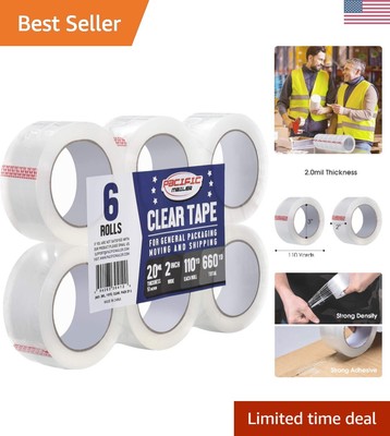 Economical Clear Packing Tape, 6-Pack, 2 Inch Wide & 110 Yards, Water Resistant