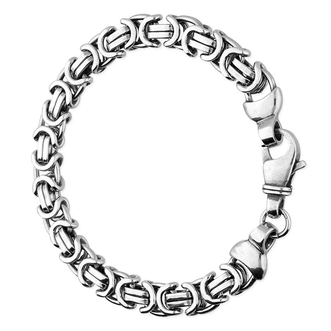 Uomo Argento Sterling Massiccio Bizantina Bracciale Britannico Fatto 925 Marcato - Immagine 3 di 4