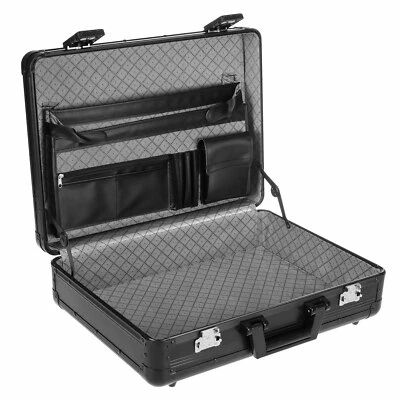 anndora Aktenkoffer Aluminium TSA Schlösser + Zahlenschloss Schwarz abschließbar