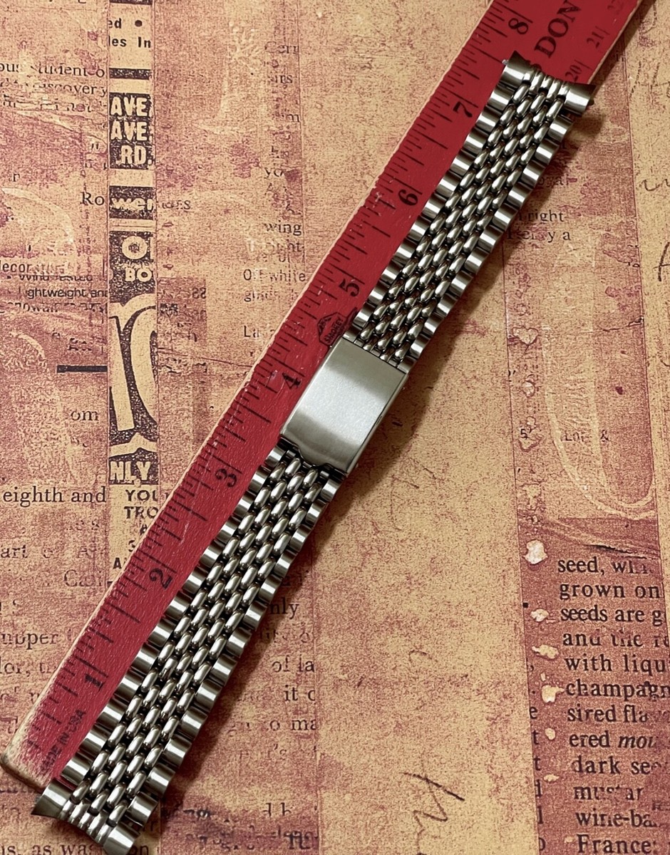 Rare Long Length steel Beads of Rice 19mm vintage watch bracelet