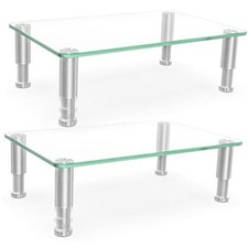 2 Pack Computer Monitor Riser with Height Adjustable Multi Media Desktop Clear