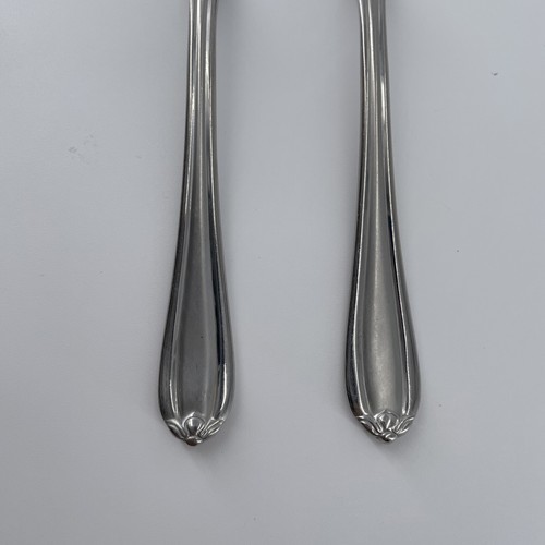 Gorham Stainless Melon Bud Oval Soup Place Spoons X2 Floral Sleek Glossy 7 Inch - Picture 4 of 7