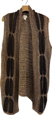 Chico's Women's Sweater Vest Size 2L Chestnut Metallic Open Front Chic Design