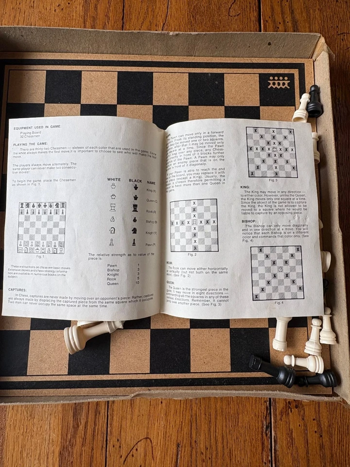 Chess Hasbro Board Game 2 Players Ages 6+ Cardboard Vintage Classic - Image 3 of 4