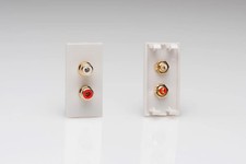 Modular Grid System White Double Phono Socket Female RCA 1 DataGrid Space
