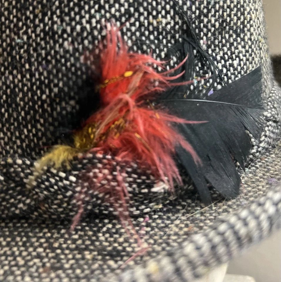 Vintage 1960s Artel Wool Fedora Hat Gray Plaid Tweed Braided Band - Image 4 of 4