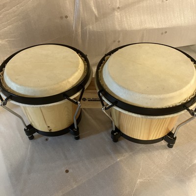 MUSICUBE Bongo Drum Set, 6  and 7  Percussion Instrument, Wooden and Metal Drum 