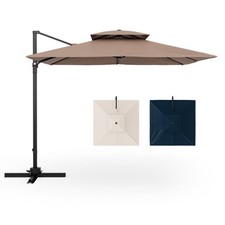 Patio 9.5' Square Cantilever Offset Umbrella Double Vented 360  Heavy Duty