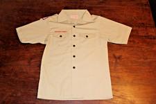 Boy Scouts of America BSA Youth Shirt Tan Large Plain Removed Patches Spots