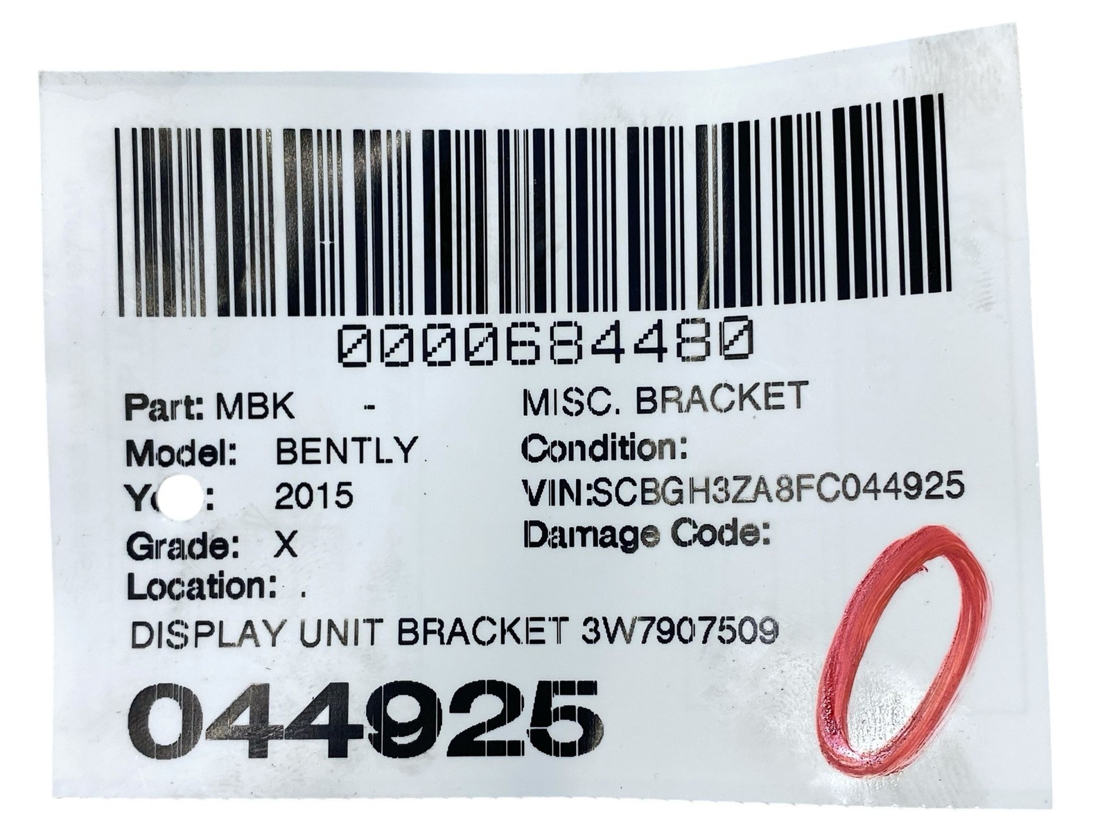 2015 BENTLEY CONTINENTAL DISPLAY UNIT BRACKET SET 2 PCS 3W7907509A 3W7907324C