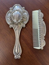 Antique Victorian  International Silver Co Vanity Mirror and Comb