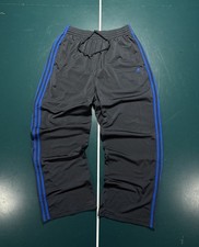 Vintage Y2K Adidas Track Pants XL Baggy Gray Blue Striped Wide Leg Sweatpants