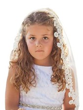 1 Tier Flowergirl Lace Veil First Communion Girls Wedding Hair Accessory