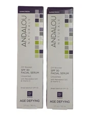 Lot 2-Andalou Naturals Age-Defying DIY Booster SPF30 Facial Serum Exp 4/26