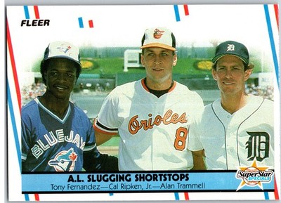 #635 Cal Ripken Jr Alan Trammell Tony Fernandez,  1988 Fleer Super Star Special