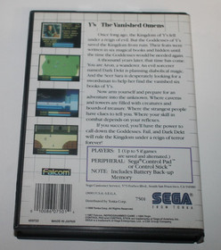 Ys the Vanished Omens (Sega Master System, 1998)  Complete W/Manual