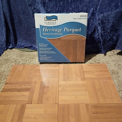 1 Hevea Hardwood Heritage Parquet Flooring Chestnut 10-piece 12x12'' Pack  53578