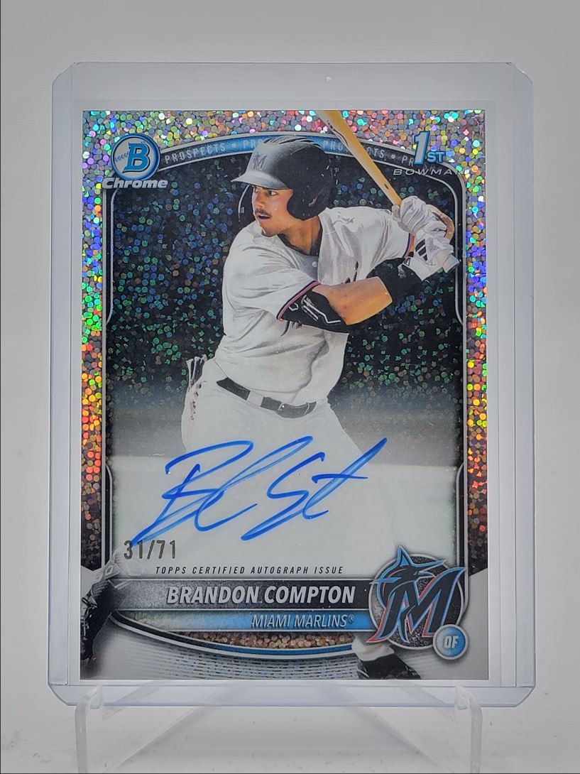 BRANDON COMPTON 2025 BOWMAN CHROME DRAFT 1ST SPARKLE REFRACTOR AUTO /71 Q3967