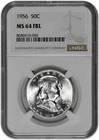 1956 50C Silver Franklin Half Dollar NGC Graded MS 64 FBL White in New Holder