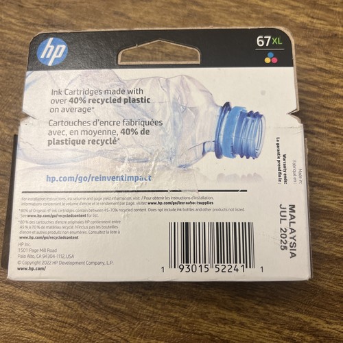 HP 67XL Tri-Color Ink Cartridge New Genuine High Yield Exp 2025 - Picture 2 of 2