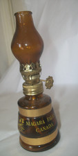 VTG.Brown Glass Miniature Oil Lamp . NIAGARA FALLS. CANADA. Souviner