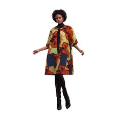African Hand-Waxed Print Coat Dress: Customizable Maxi for Daily  Vacation Wear